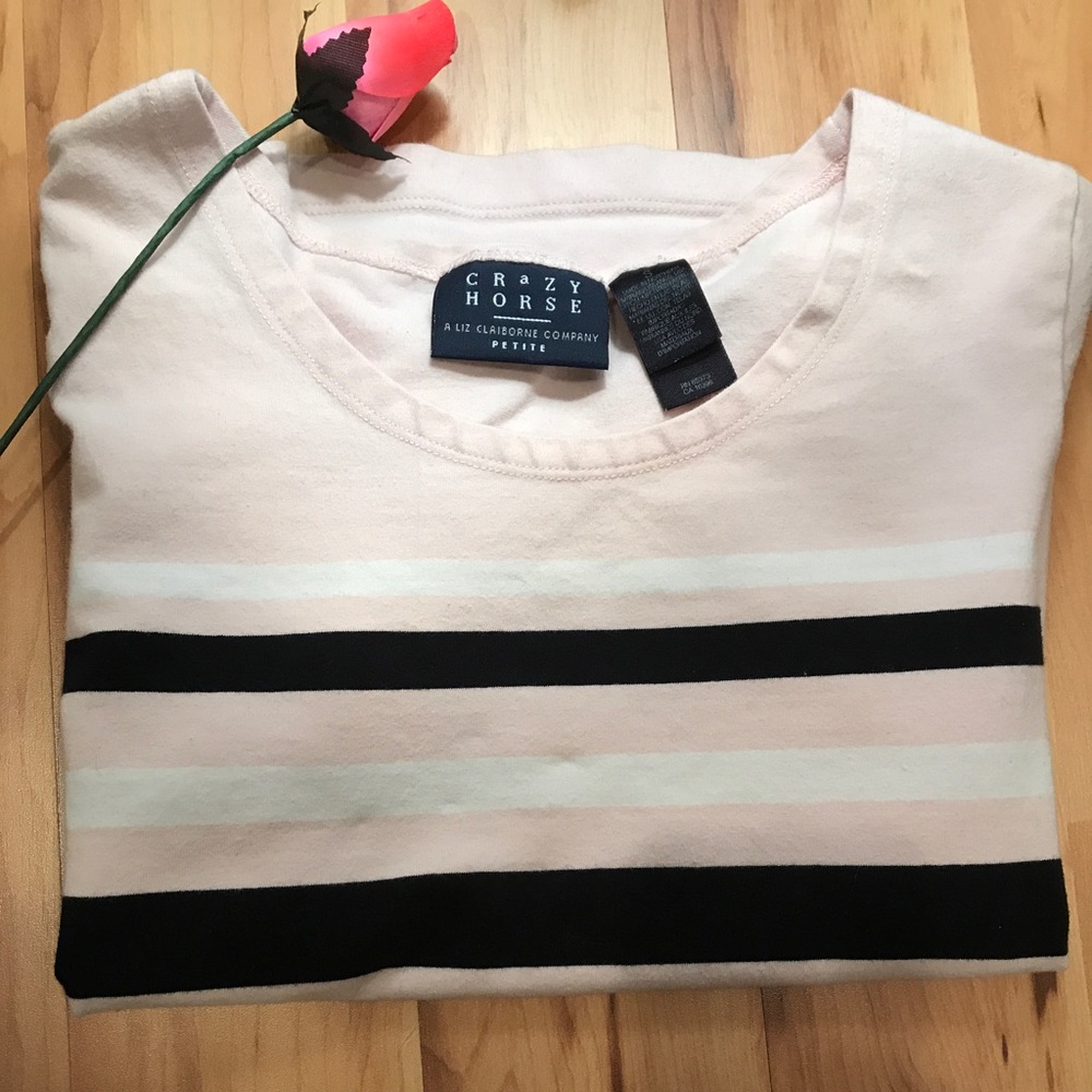 CRAZY HORSE light pink tee with stripes